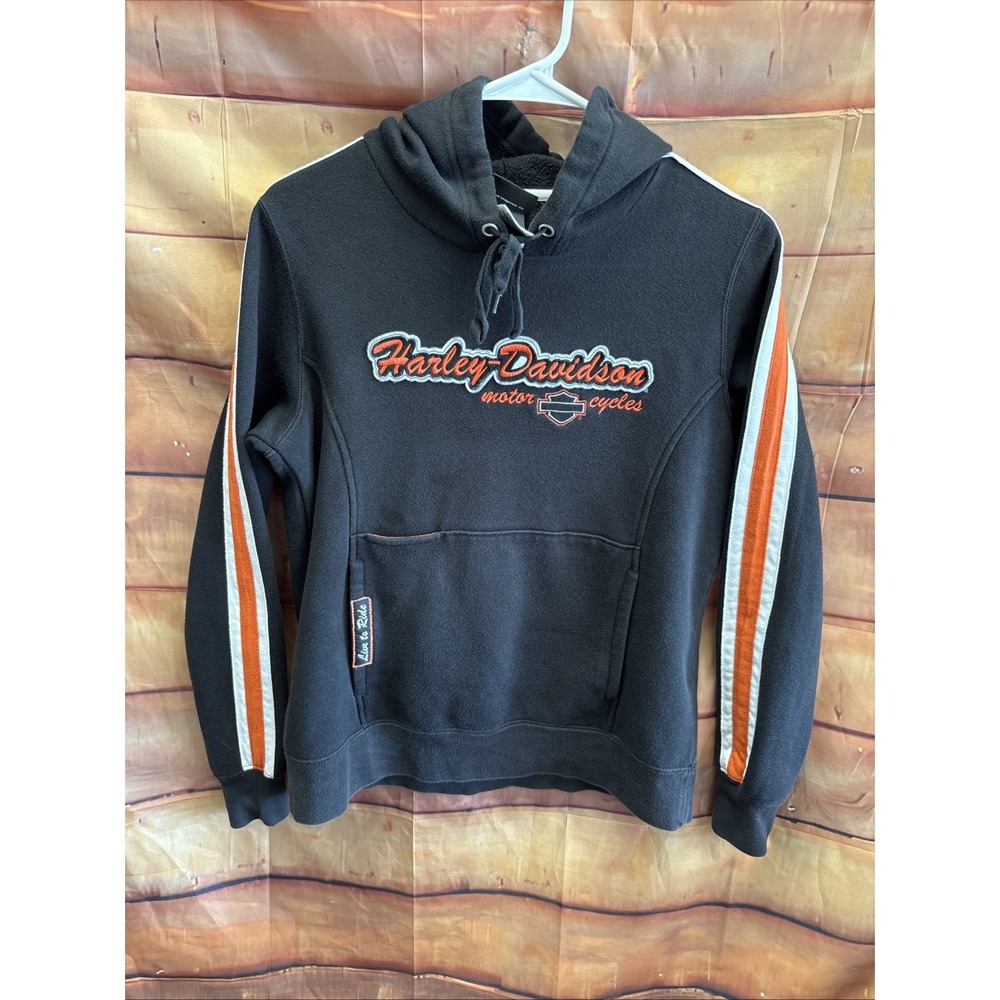 Vintage Harley Davidson Hoodie Womens S 2009 Vancouver Canada Embroidered Sleeve